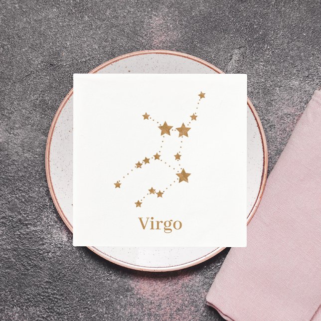 Guardanapo De Papel Símbolo Zodiano Moderno Dourado Virgo | Elemento T (Criador carregado)