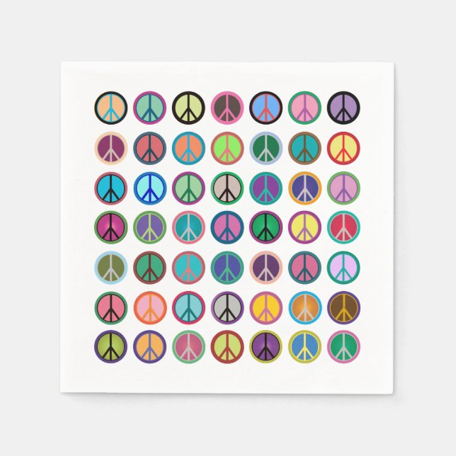 Guardanapo De Papel Símbolos de paz coloridos (Frente)