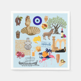 Guardanapo De Papel Símbolos de Viagem do Chipre