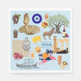 Guardanapo De Papel Símbolos de Viagem do Chipre