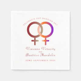 Guardanapo De Papel Símbolos do arco-íris de casamentos lésbicos
