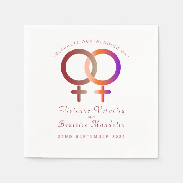 Guardanapo De Papel Símbolos do arco-íris de casamentos lésbicos (Frente)