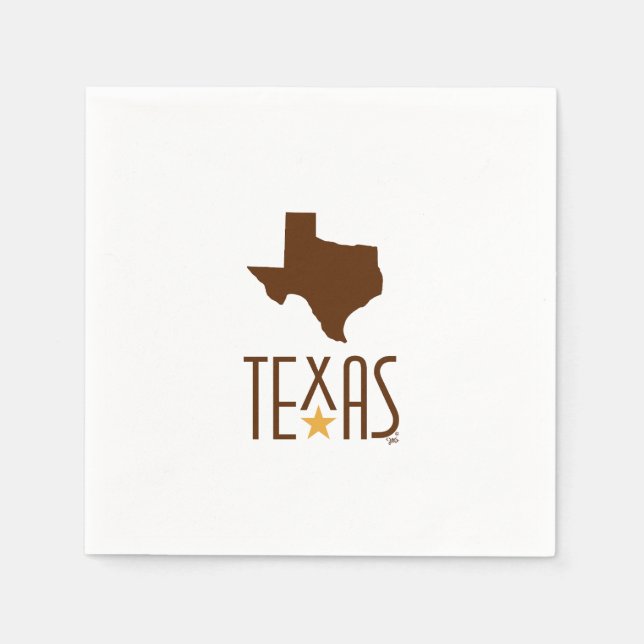Guardanapo De Papel Símbolos do Texas, Estado do Texas, castanho (Frente)