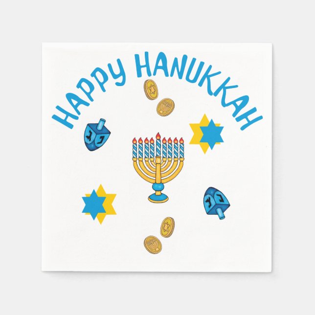 Guardanapo De Papel Símbolos Hanukkuh (Frente)