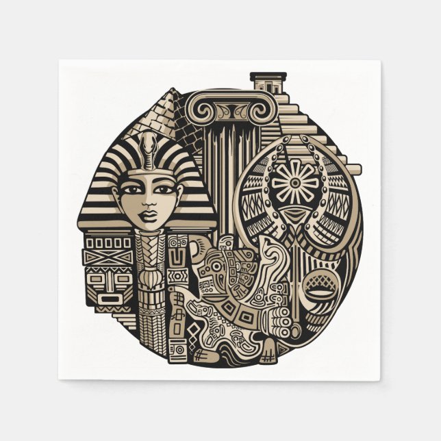 Guardanapo De Papel Símbolos Históricos Antigos Estilo de Tatuagem (Frente)