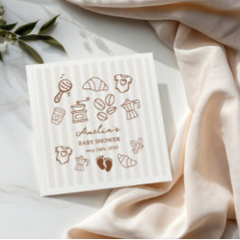 Guardanapo De Papel Simple Baby Is Brewing Doodle Coffee Baby Shower