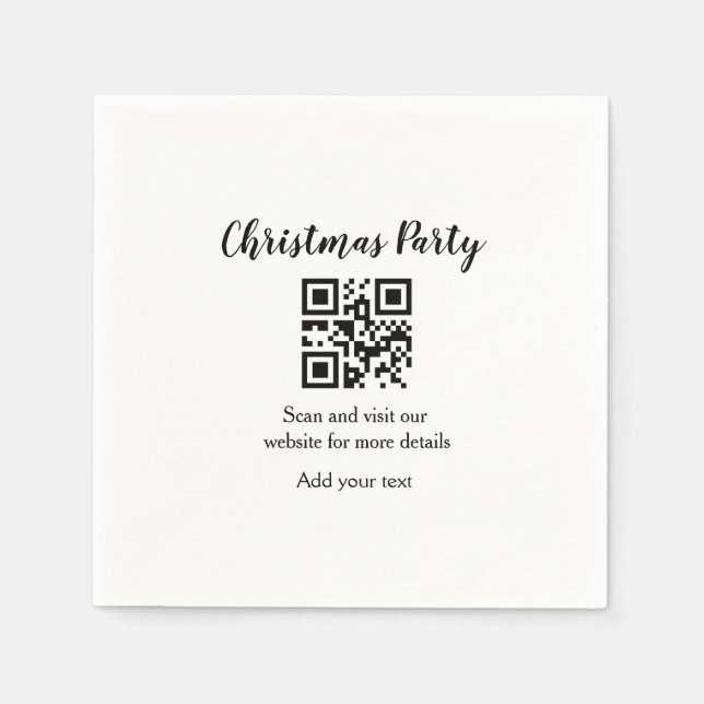 Guardanapo De Papel Simple christmas party website barcode QR add name (Frente)