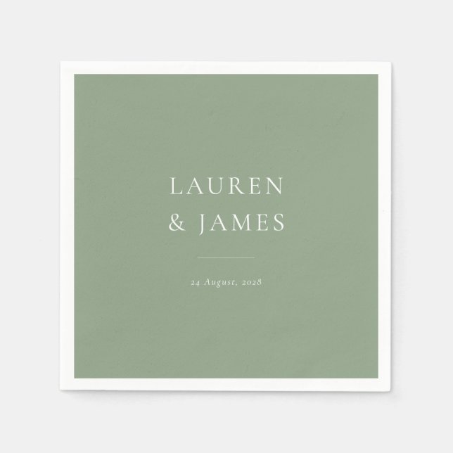 Guardanapo De Papel Simple Classic Couples Name & Date Wedding (Frente)