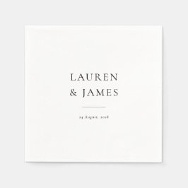 Guardanapo De Papel Simple Classic Couples Name & Date Wedding