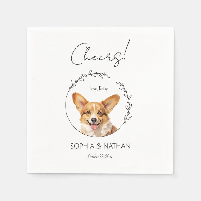 Guardanapo De Papel Simple Corgi Dog Wedktail Napkins (Frente)