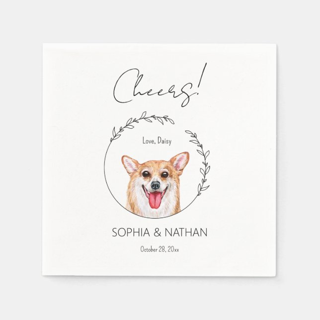 Guardanapo De Papel Simple Corgi Dog Wedktail Napkins (Frente)