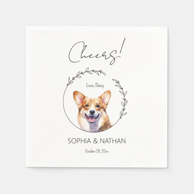 Guardanapo De Papel Simple Corgi Dog Wedktail Napkins (Frente)