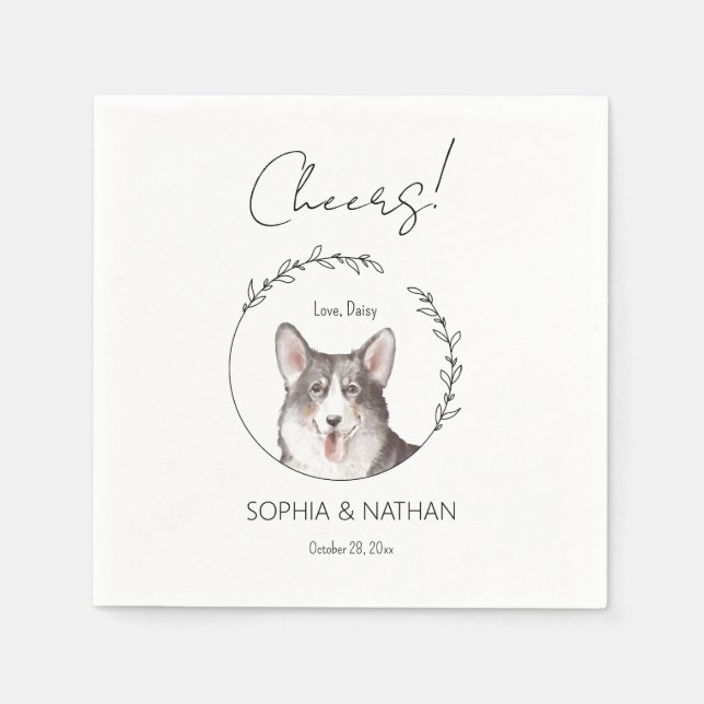 Guardanapo De Papel Simple Corgi Dog Wedktail Napkins (Frente)