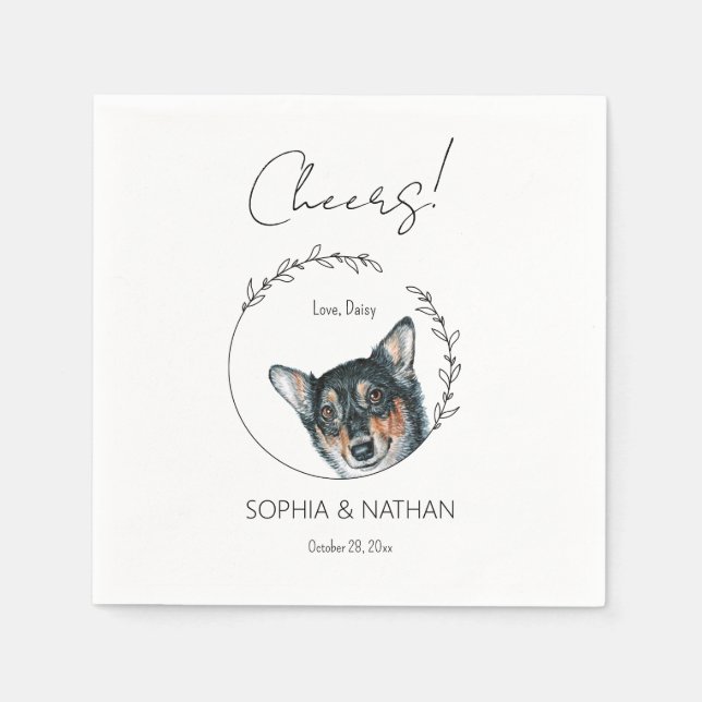 Guardanapo De Papel Simple Corgi Dog Wedktail Napkins (Frente)