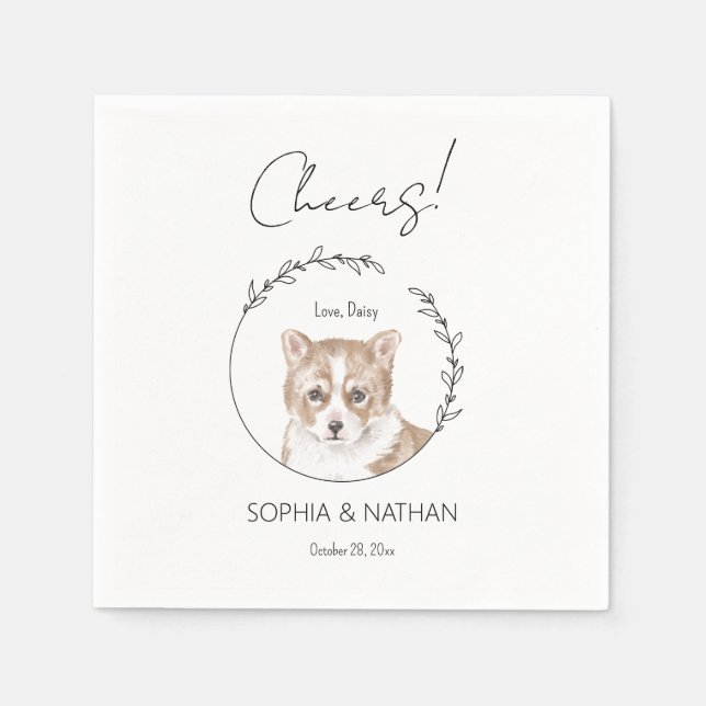 Guardanapo De Papel Simple Corgi Dog Wedktail Napkins (Frente)