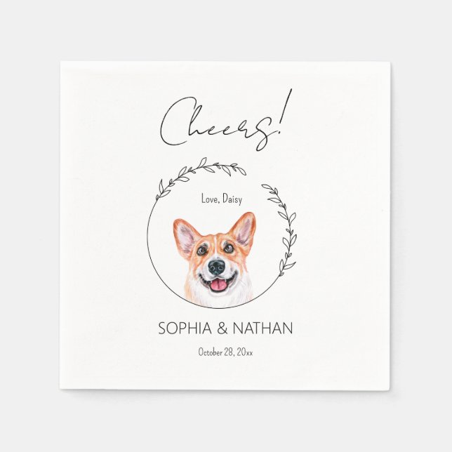 Guardanapo De Papel Simple Corgi Dog Wedktail Napkins (Frente)