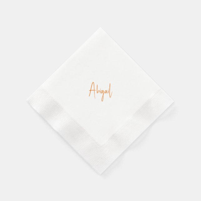Guardanapo De Papel Simple Couple Orange Script Name Wedding  (Canto)