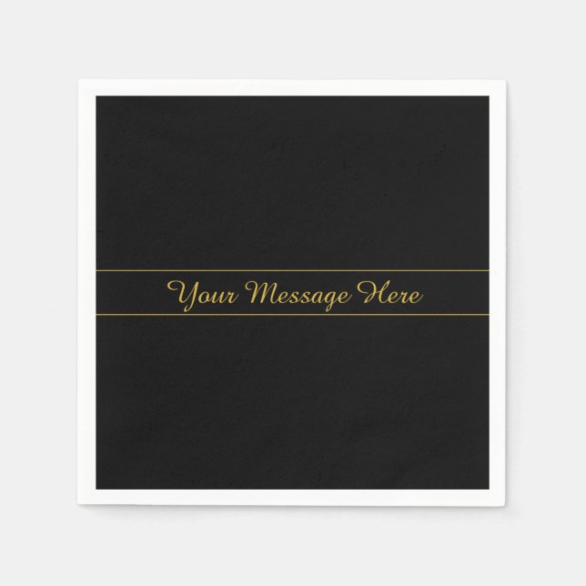 Guardanapo De Papel Simple Customizable Gold & Black Text Design  (Frente)