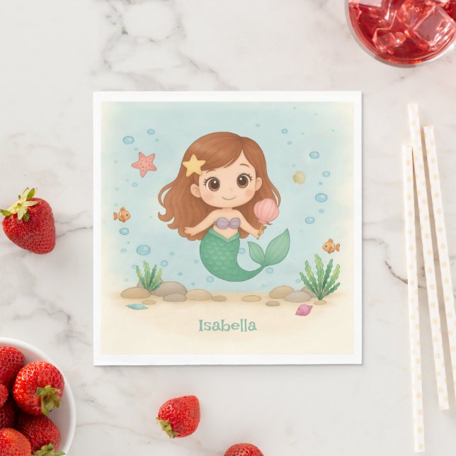 Guardanapo De Papel Simple cute little mermaid (Insitu)