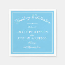 Guardanapo De Papel Simple Elegant Aqua Blue & White Script Wedding