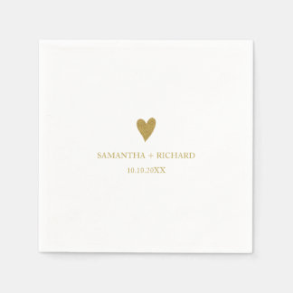 Guardanapo De Papel Simple Elegant Gold Heart Wedding Personalized 
