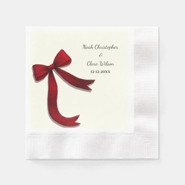 Guardanapo De Papel Simple Elegant Minimalist Red Bow (Frente)