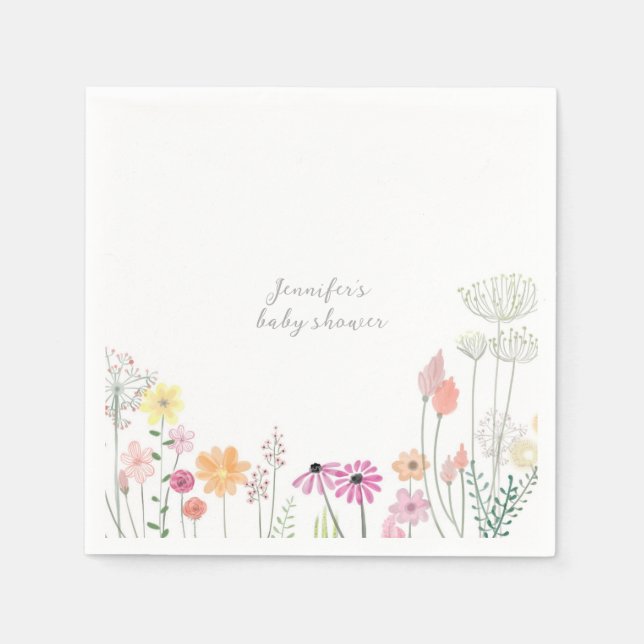 Guardanapo De Papel Simple Elegant Wildflower Baby Shower  (Frente)