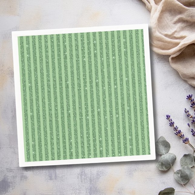 Guardanapo De Papel Simple Forest Green Glitter Style Vertical Stripes (Criador carregado)