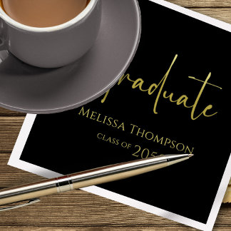 Guardanapo De Papel Simple Graduation Gold Script Custom