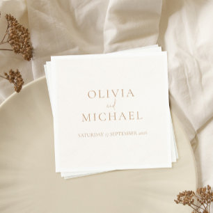 Guardanapo De Papel Simple Ivory e Tan Modern Wedding