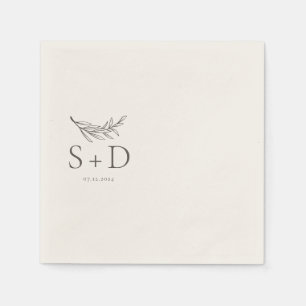 Guardanapo De Papel Simple Ivory Monogrammed Wedding Napkins