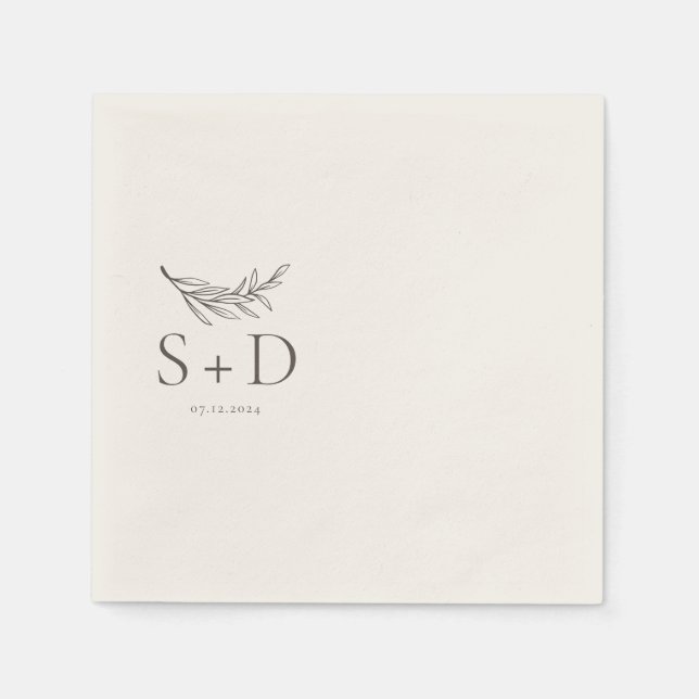 Guardanapo De Papel Simple Ivory Monogrammed Wedding Napkins (Frente)