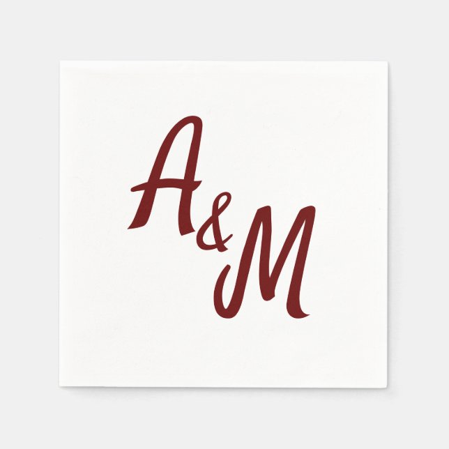 Guardanapo De Papel Simple minimal Ampersand Monogram Wedding (Frente)