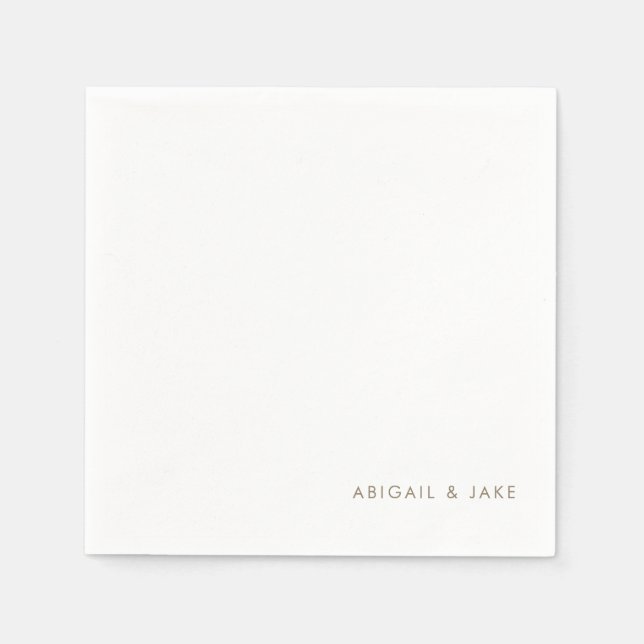 Guardanapo De Papel Simple Modern Font Gold Text Names Wedding (Frente)