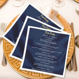 Guardanapo De Papel Simple Navy Blue & Gold Wedding Trendy Fun Facts  