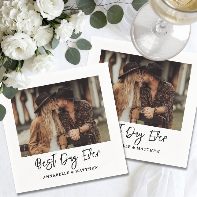 Guardanapo De Papel Simple Photo Modern Wedding (Simple Photo Modern Wedding Napkins)