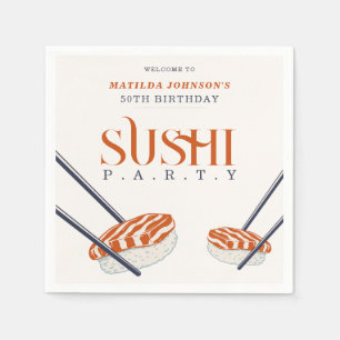 Guardanapo De Papel Simple Retro Sushi Party 50th Birthday
