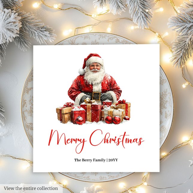 Guardanapo De Papel Simple Santa Claus Stylish Modern Holiday Napkin (Simple Santa Claus Stylish Modern Holiday Napkin)