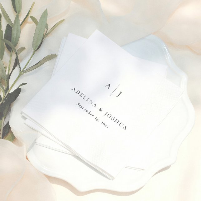 Guardanapo De Papel Simple Typography Minimalist Monogram Wedding (Criador carregado)