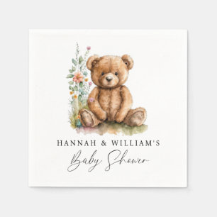 Guardanapo De Papel Simples Aquarela Pequeno Chá de fraldas De Urso