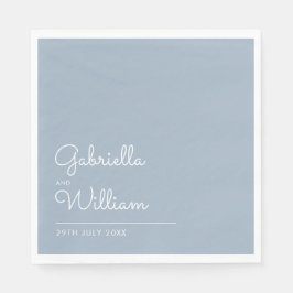 Guardanapo De Papel Simples Azul Poeirento e Branco Script