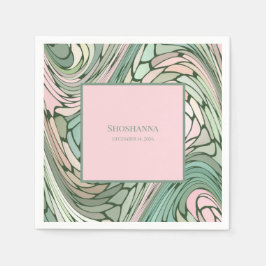 Guardanapo De Papel Simples Bat Moderno Mitzvah Rosa e Verde