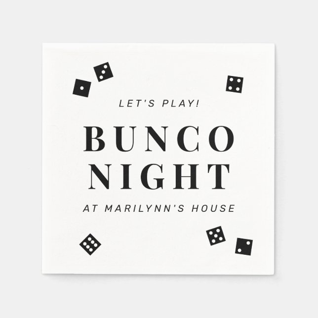 Guardanapo De Papel Simples Black Dice Bunco Night Personalizado Napki (Frente)
