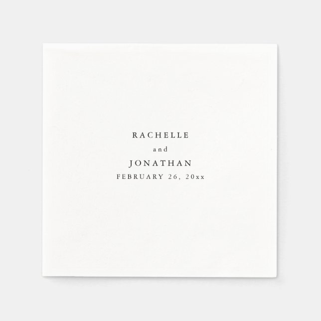 Guardanapo De Papel Simples Black White Monograma Simples Casamento Na (Frente)