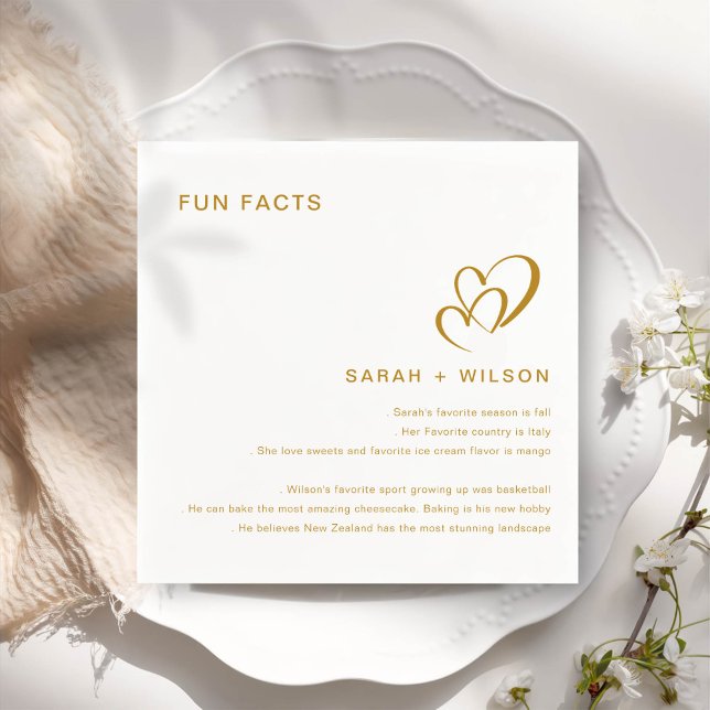 Guardanapo De Papel Simples Blush Heart Wedding Facts (Criador carregado)