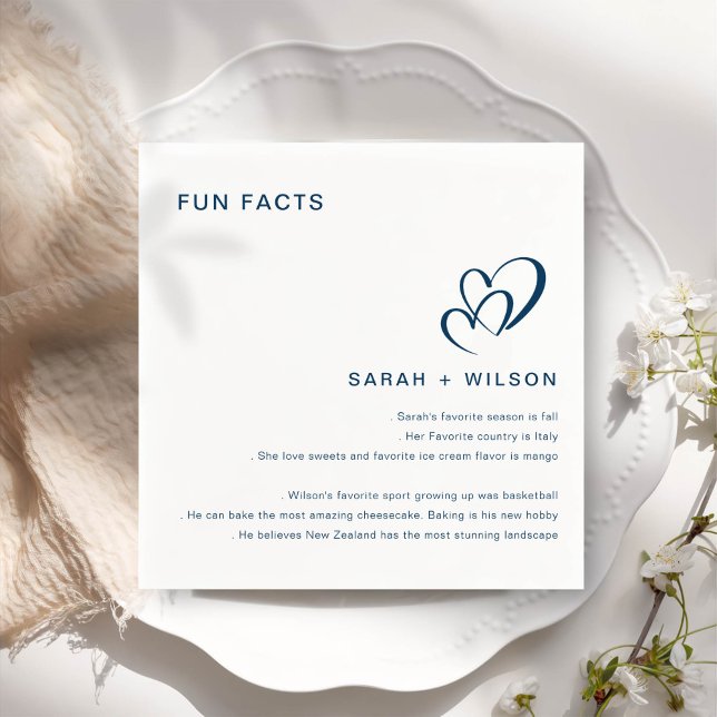 Guardanapo De Papel Simples Blush Heart Wedding Facts (Criador carregado)