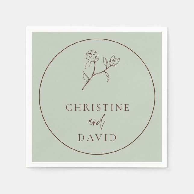 Guardanapo De Papel Simples Bohemian Wedding Floral Sage Green (Frente)