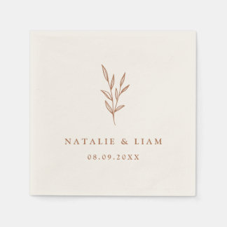 Guardanapo De Papel Simples Botânica Queimada Laranja Casamento Napkin