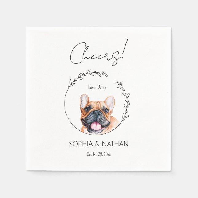 Guardanapo De Papel Simples Bulldog Francês Casamento Cocktail Napkins (Frente)