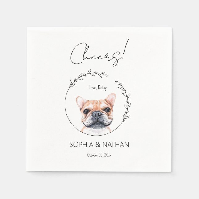 Guardanapo De Papel Simples Bulldog Francês Casamento Cocktail Napkins (Frente)